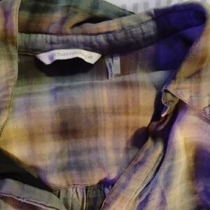 Soft Surroundings Earthy Plaid Blouse